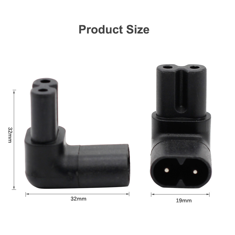 Iec Converter C7 To C8 Angle Plug Adapter 10a250v Pvc Female To Male 90 Dergee Extension Power Conversion Plug3