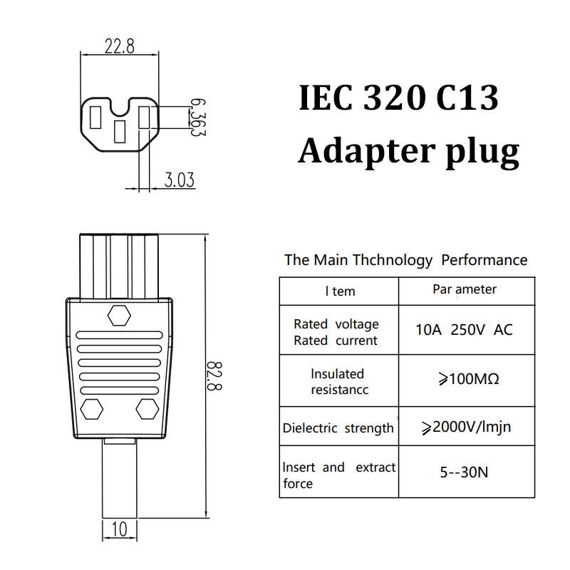 Down Angle IEC 320 C14 3 Pin Male to C13 Female PDU UPS Power Extension Adapter Receptacle for LCD LED TV Wall Mount3