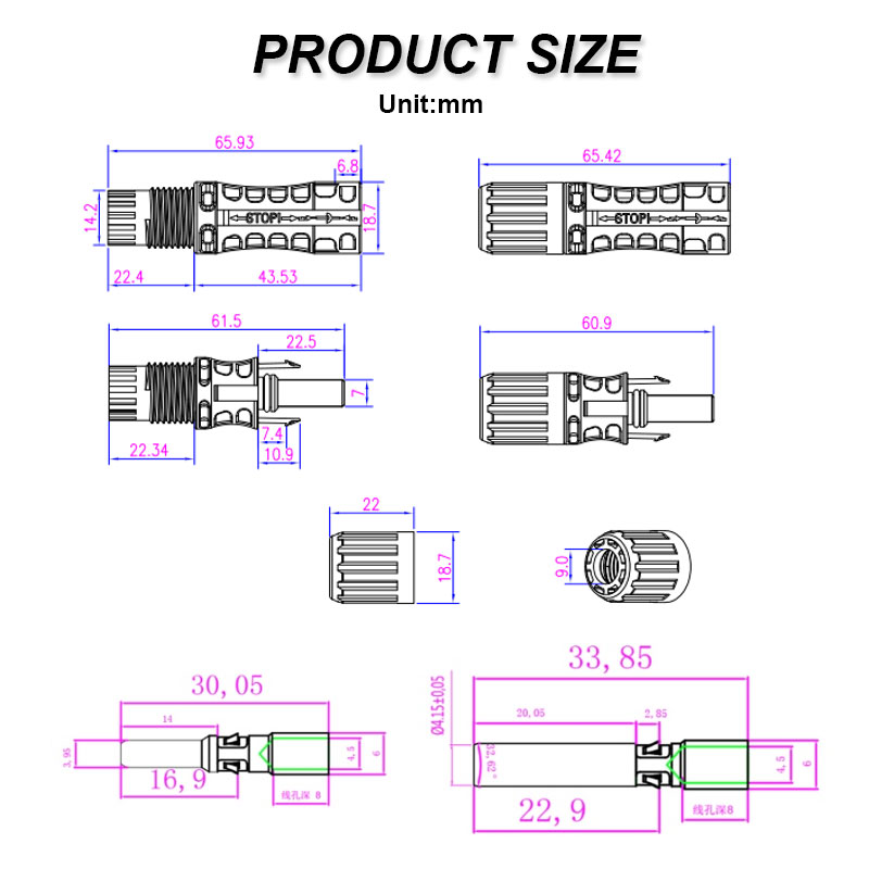 PV Fuse Connector waterproof IP68 solar PV system connector DC 1000V PV Plug socket3